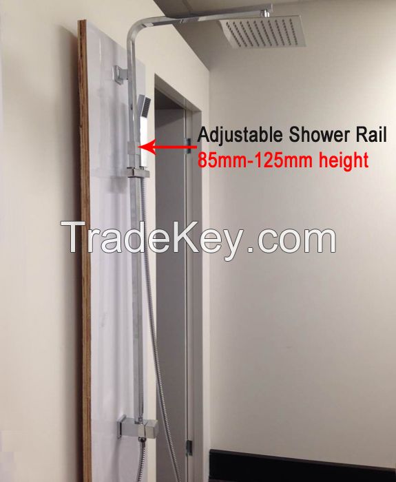 Bathroom 8'' Ultrathin Slim Square Handheld Shower Head Set 30% Water Savings