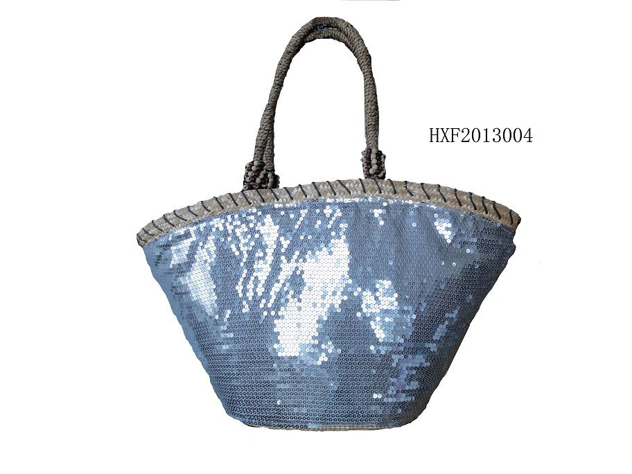 Fashion sequin straw bag