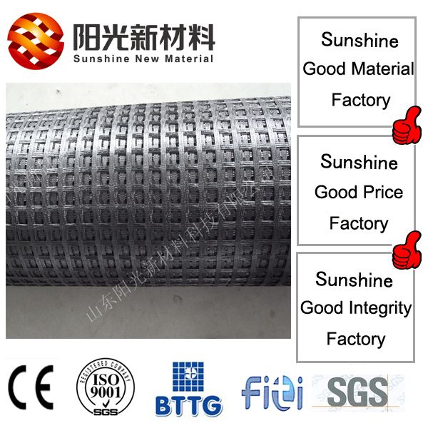 Polyester geogrid with high tensile and modulus