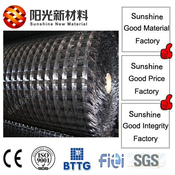 Polyester geogrid with high tensile and modulus