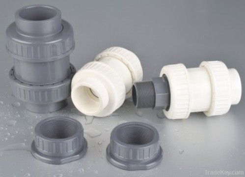 PVC double union check valve