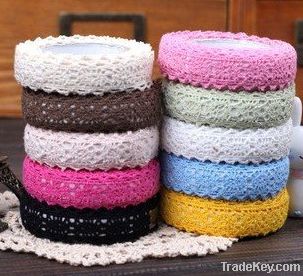 Free Shipping! sweet solid colors double lace style fabric lace tape /