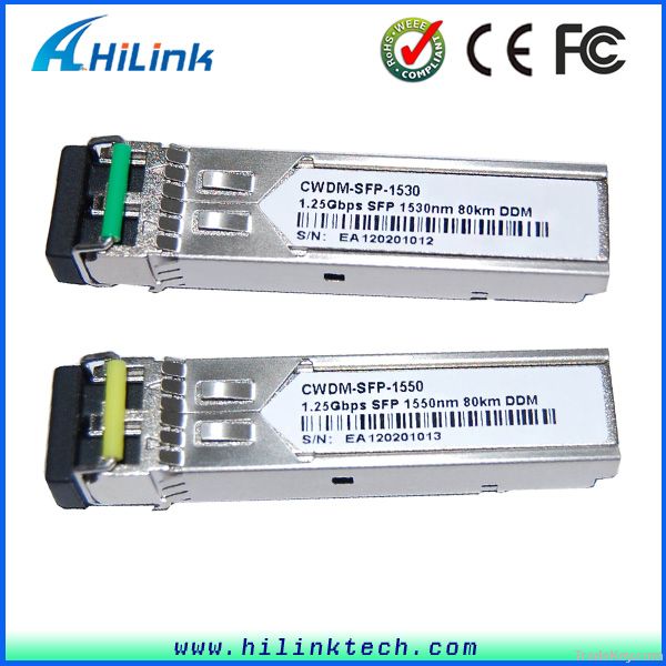 High Quality 1530nm 1550nm 80km DDM 1.25G SFP CWDM