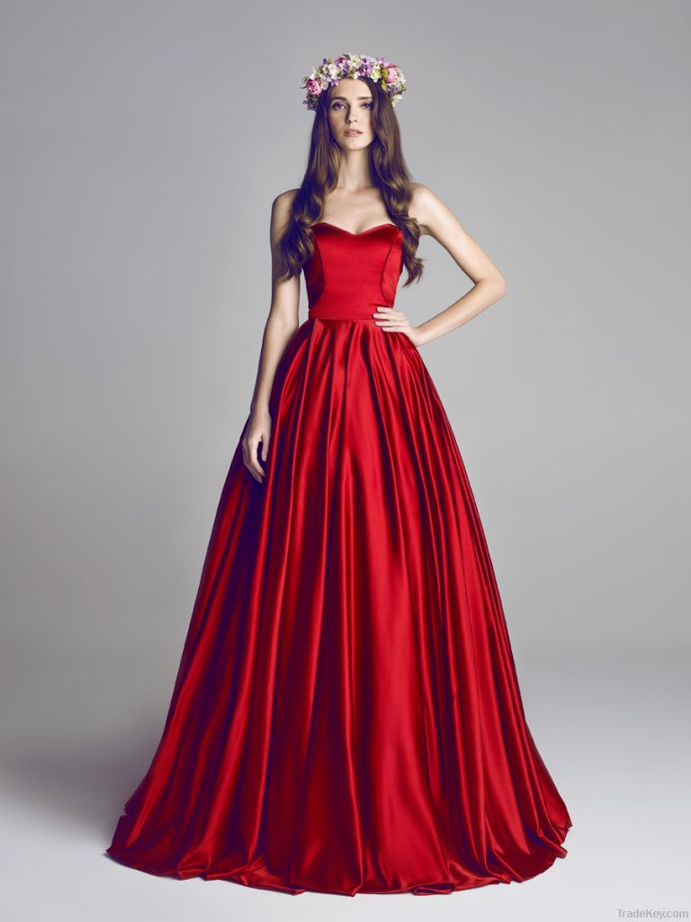 Hot Sale Sweetheart Dark Red Sleeveless Elegant Wedding Gown