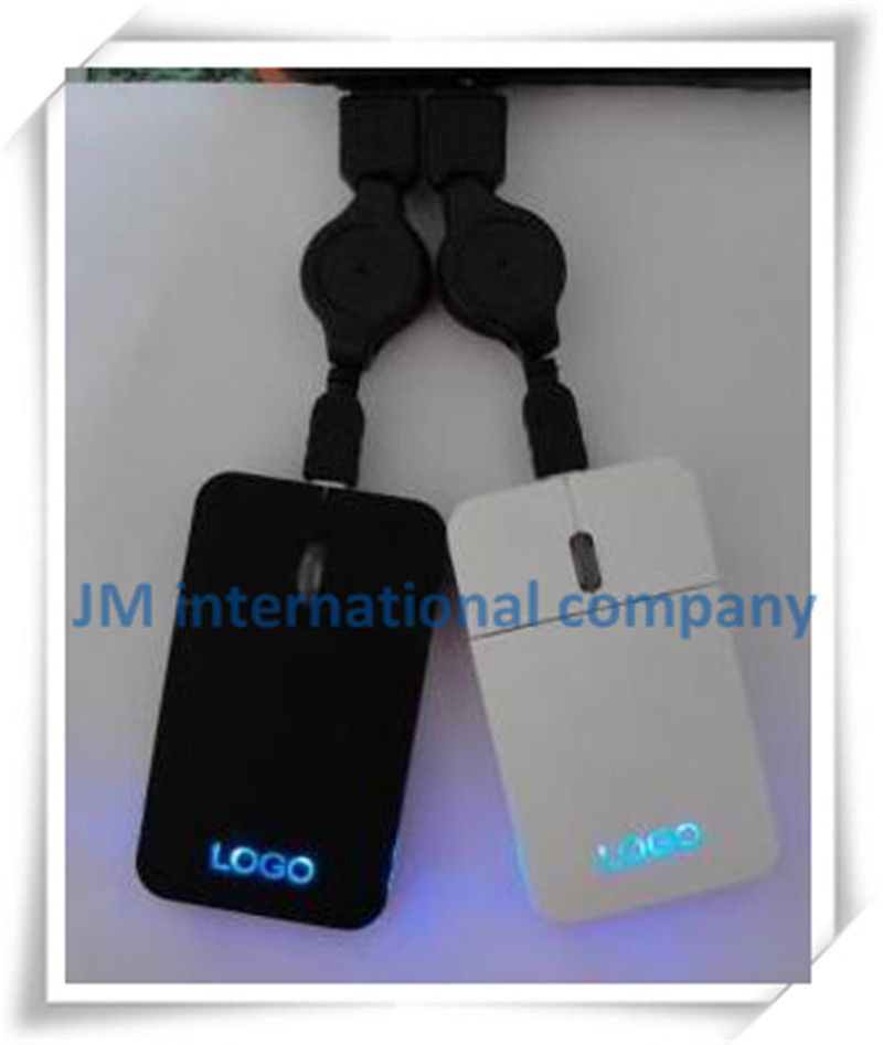 slim mouse with light logo