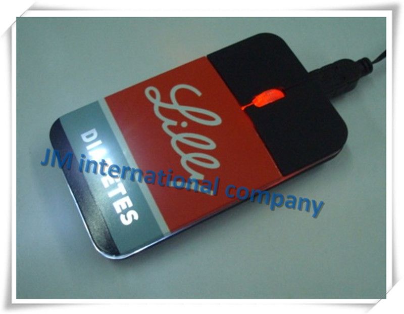 slim mouse with light logo