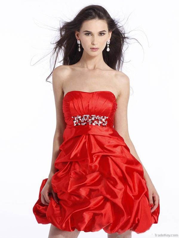 High Quality Taffeta Strapless Mini  Cocktail Dresses 2013