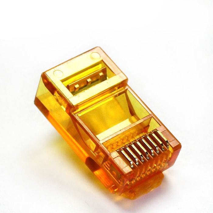 Good Quality Male UTP Plug RJ45 8P8C Connector 200pcs/lots orange color Gold plated Free shipping 