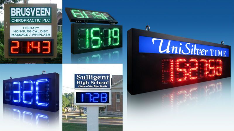 LED time and temperature sign