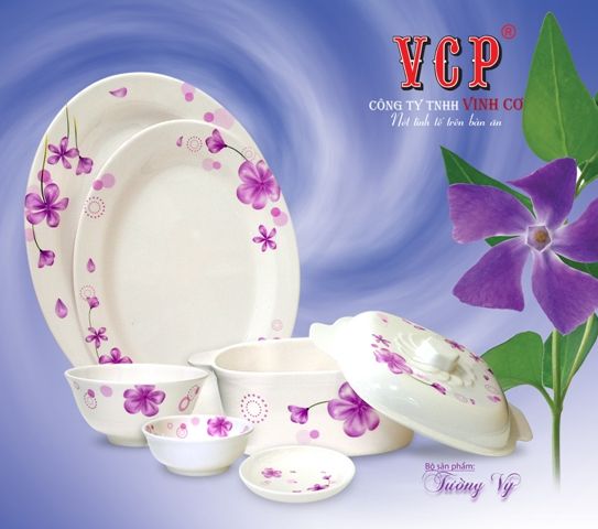 VCP melamine dinnerware, bowl, spoon, white dinnerware set, made in Vietnam