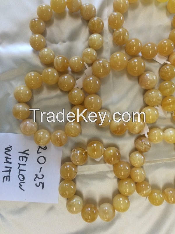 Natural Amber beads 20-25 mm yellow-white color 