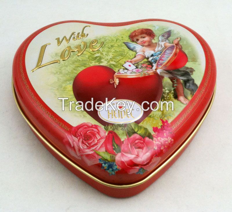 heart shape chocolate tin box