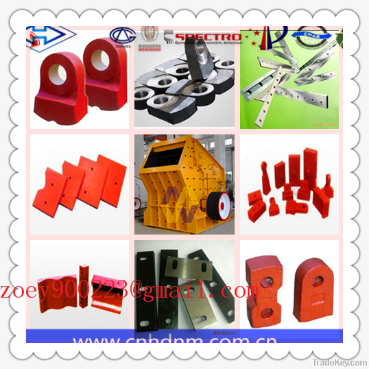 impact crusher parts, crusher hammer head, blow bar, impact plate