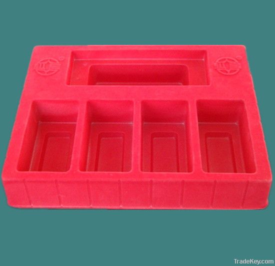 Vacuum forming plastic flocking blister trays for cosmetics