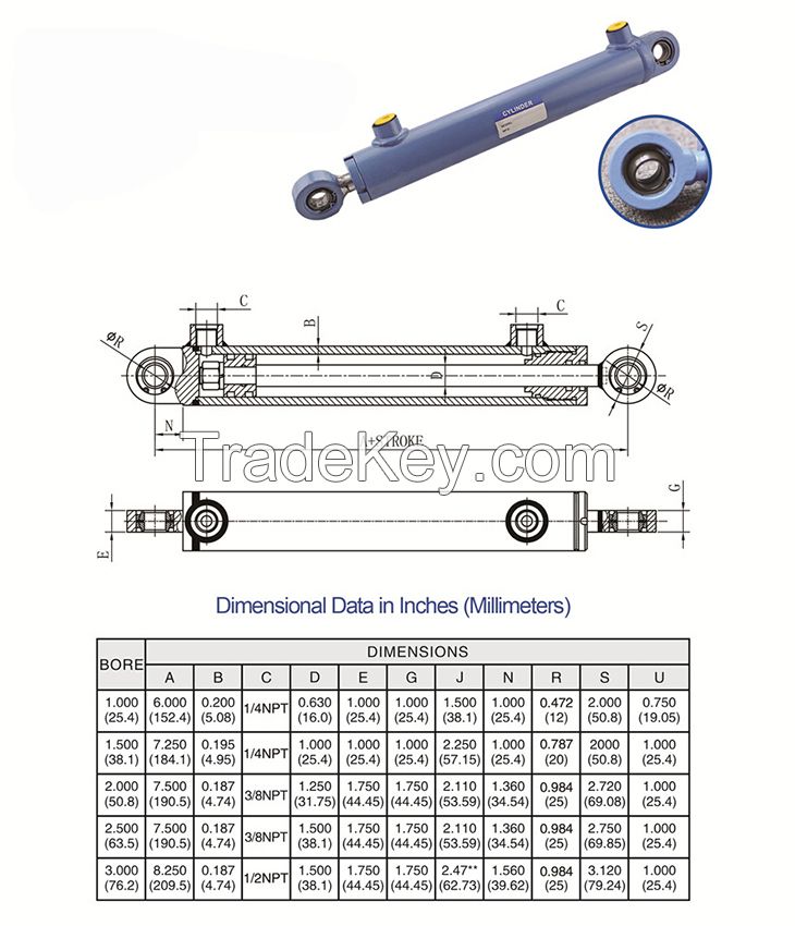 WCS Welded swivel mount double acting hydraulic cylinders