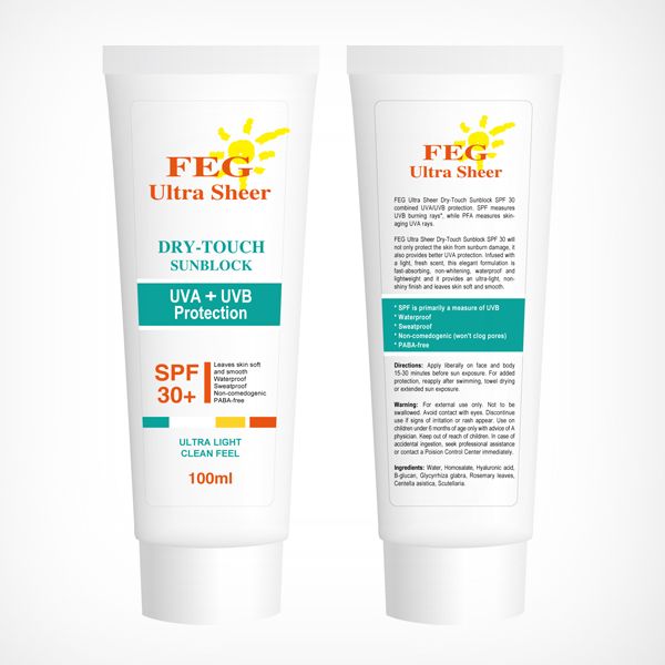 FEG Ultra sheer Sun cream UVA+UVB Protection SPF30+ 100ml