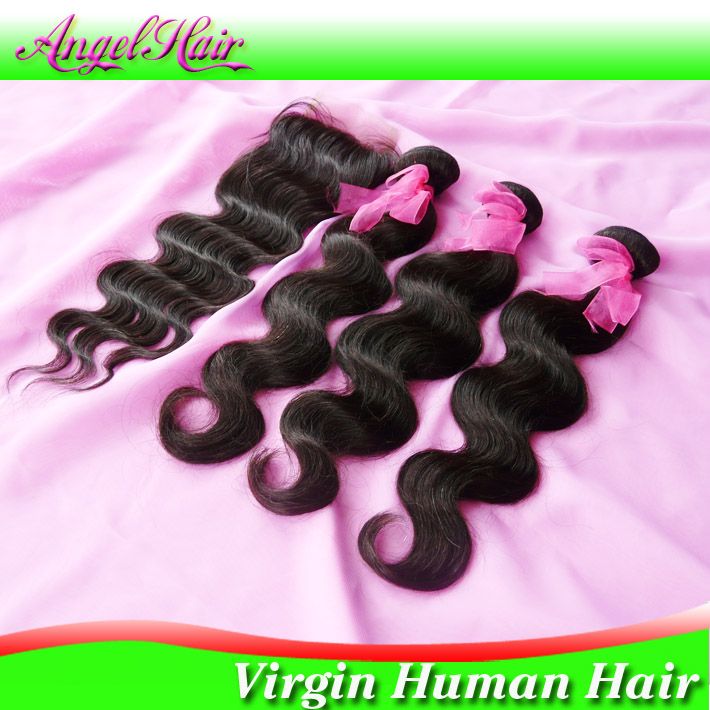 Brazilian Virgin Hair 4pcs Lot Free Part Lace Closure With 3pcs Hair Bundles Unprocessed Human Virgin Hair Extension Body Wave