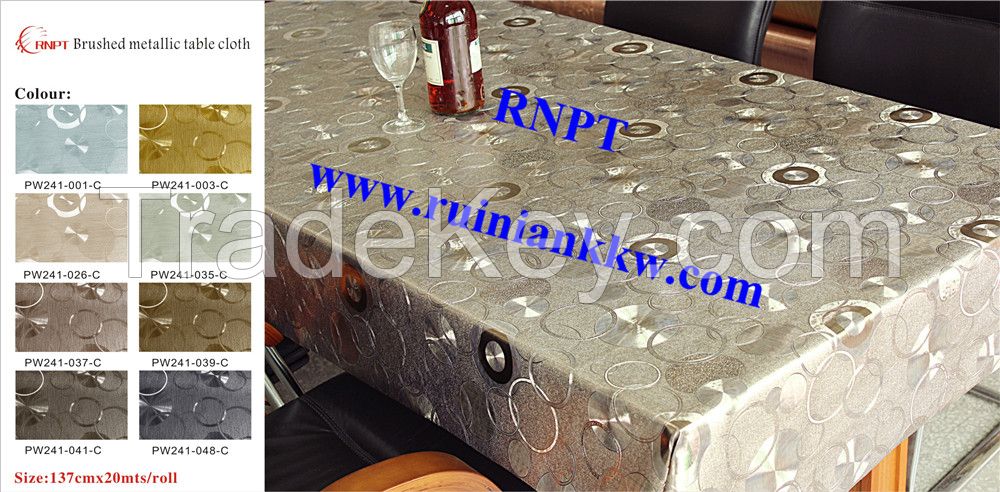 RNPT Brsuhed Metallic Tabe Cloth PW241-041-C most hot sales in UAE, Saudi Arabia , Israel, Iran, Turkey, Afghanistan, Qatar, Bahrain etc middle east home decora market