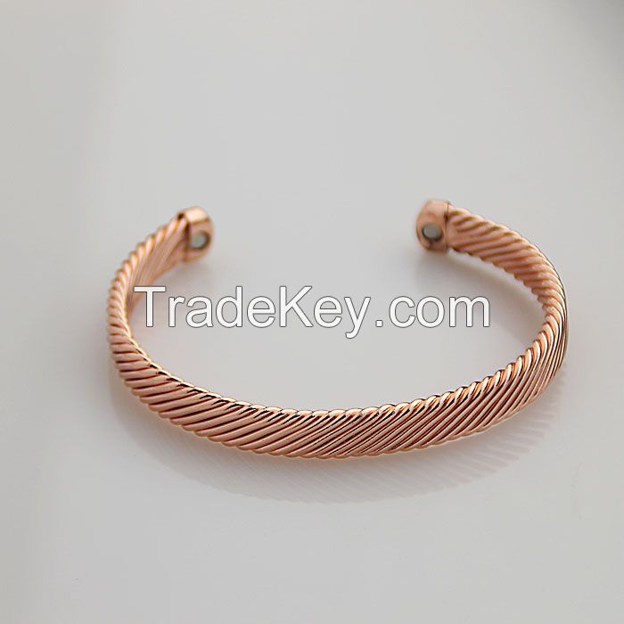 new China supplier wholesale brass cuff wrist band for pain relief power magnetic bracelet b13