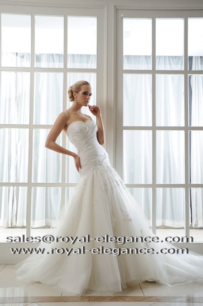 Satin Mermaid Tulle Wedding Dress