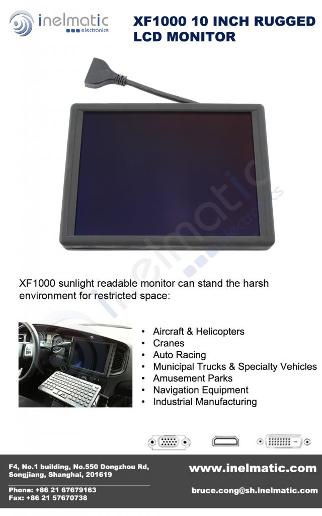 10 inch rugged sunlight readable touch screen monitor(XF1000)