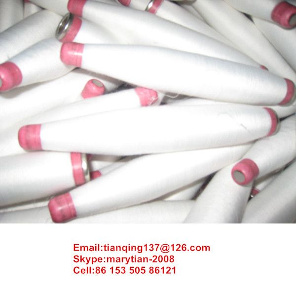 100% spun polyester yarn for sewing thread 44/2 semi-dull raw white