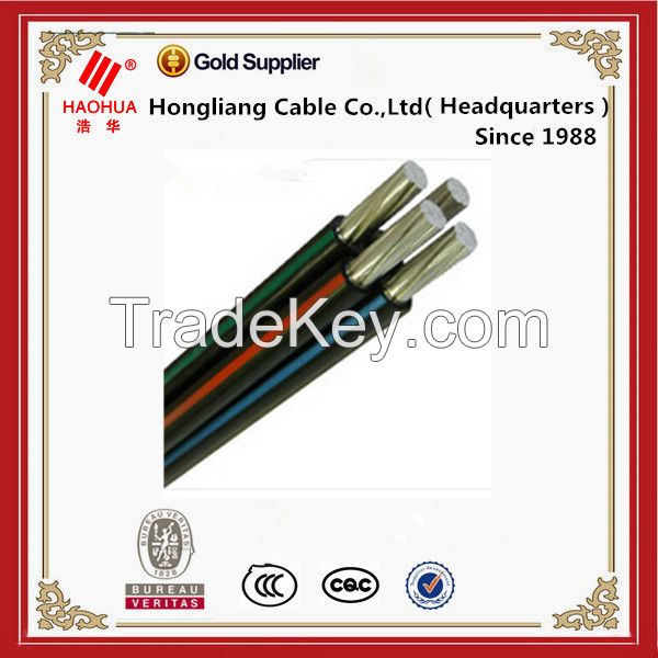 Overhead 4-core XLPE Insulated twisted aluminum cables ABC Aerial bundle cable