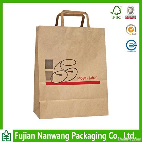 flat handle kraft paper bag custom