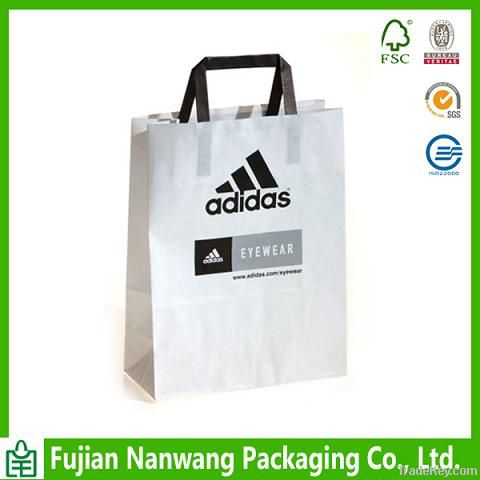 flat handle white kraft paper bag for clothes