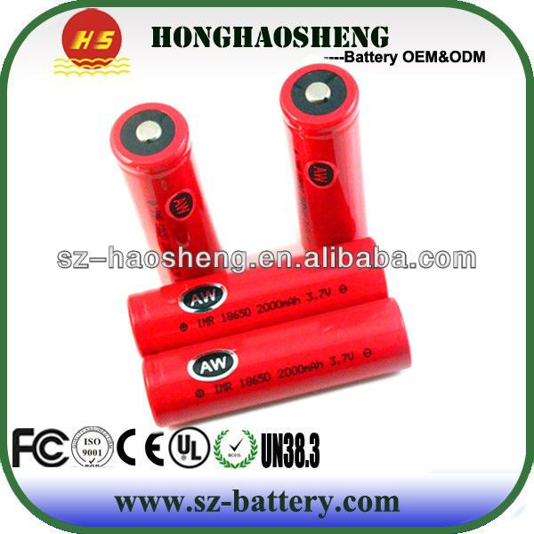 Original AW IMR Battery for E-cigarette 18650 2000mah Rechargeable Li-ion Battery