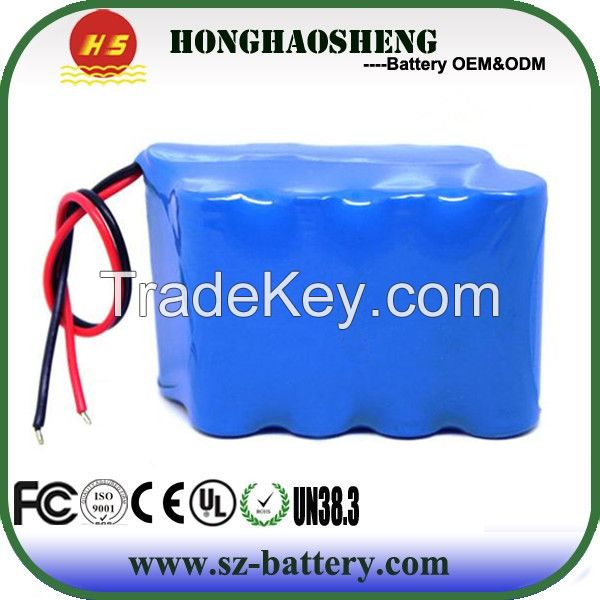 12v 10ah 3s5p rechargeable 18650 li-ion battery pack