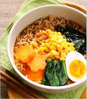 Carrot corn noodle soup