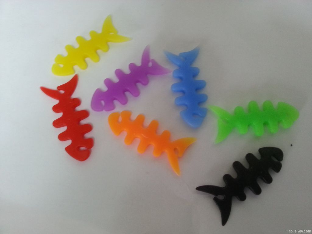 Colorful silicone Fishbone Headset cable holder