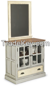 wooden antique reclaimed hall chest and mirror