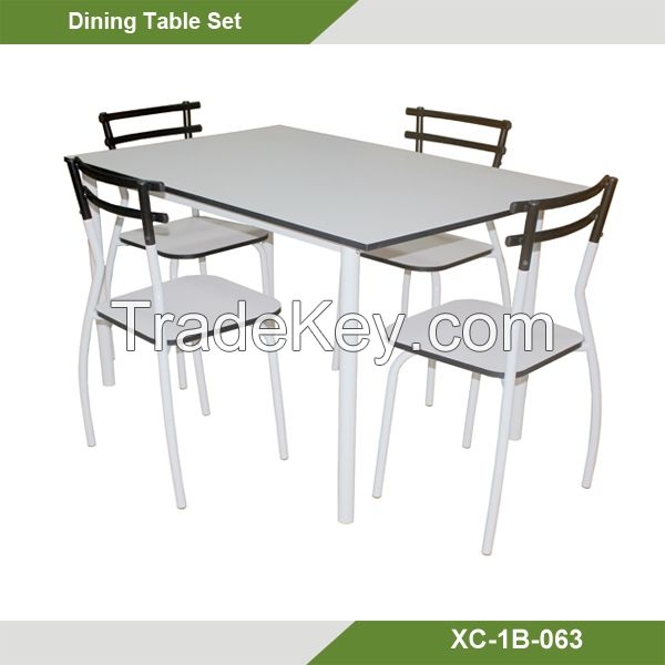 Home furniture-New design White Fashional Metal 5 pcs Dining table and chairs XC-1B-063