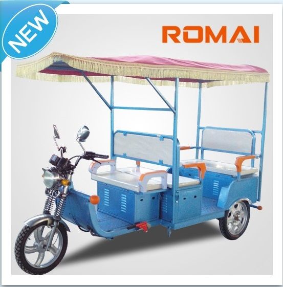 ROMAI 48v 850w passenger e-tricycle with DC brushless rear axle motor CE approved