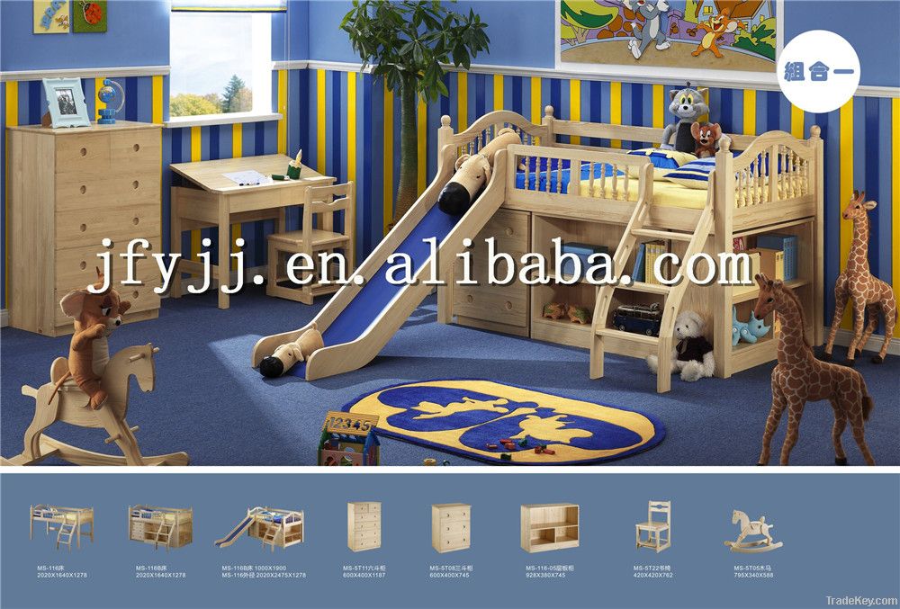 Kids Functional Bed Solid Wood Ladder Loft Bed