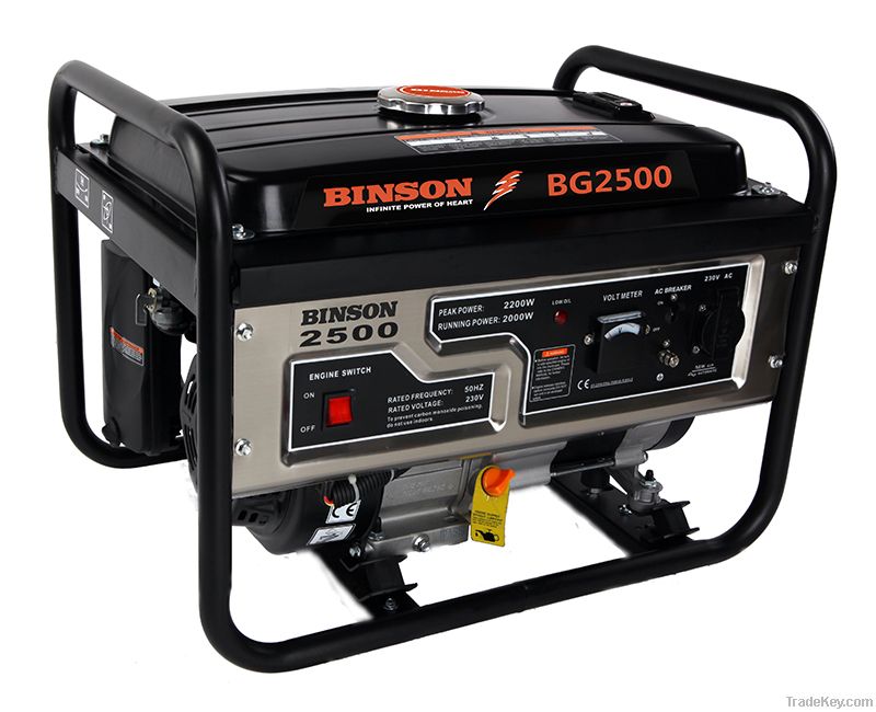 BINSON Gasoline Generator, 2.0kVA/2.2kVA, Single Phase, Air-cooled