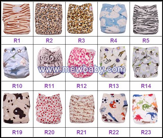 Breathable Waterproof Baby Cloth Diapers Washable Printed Cloth Nappies