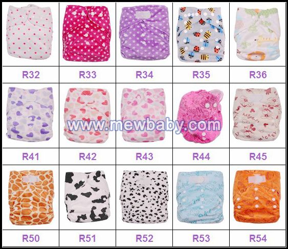 2014 NEW Printed Mewbaby One Size Pocket Diaper Cloth Nappies