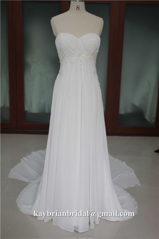 Pleating sleeveless sheath wedding dress bridal gown, OEM factory price