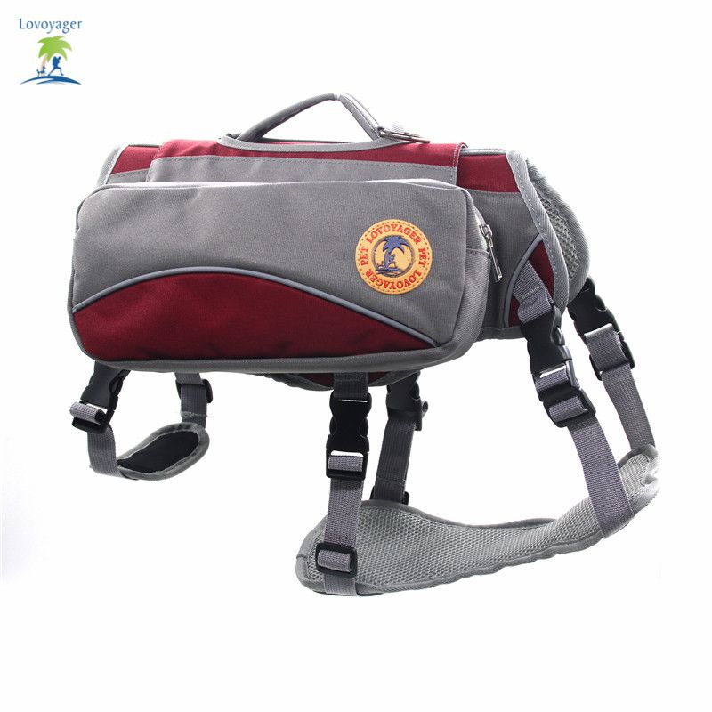 Wholesale Lovoyager pet supplies stock nylon dog saddle bag dog backpack harness