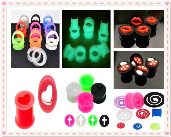 Silicone flesh ear tunnel body piercing jewelry