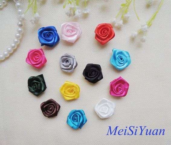 Handmade satin ribbon flower rose for wedding