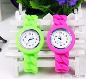 Fashion hot selling promotional silicone candy watch, twist watch