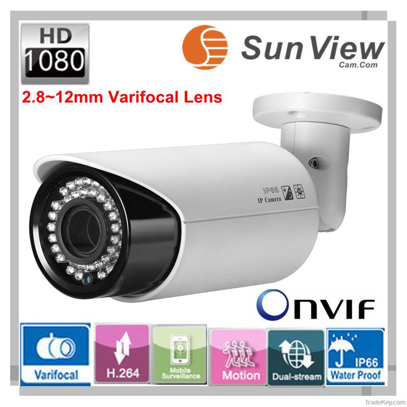 SunView Dahua Type ONVIF Waterproof Varifocal Lens IR Bullet ip camera