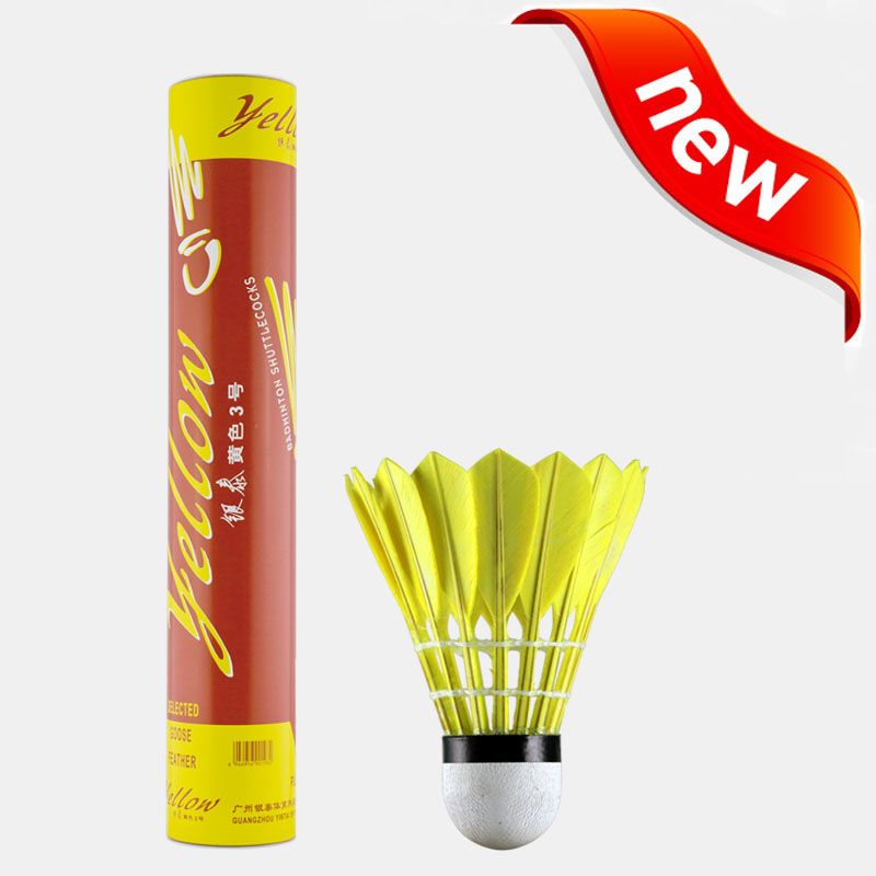 Unique national manufacturer yellow badminton shuttlecock goose feather