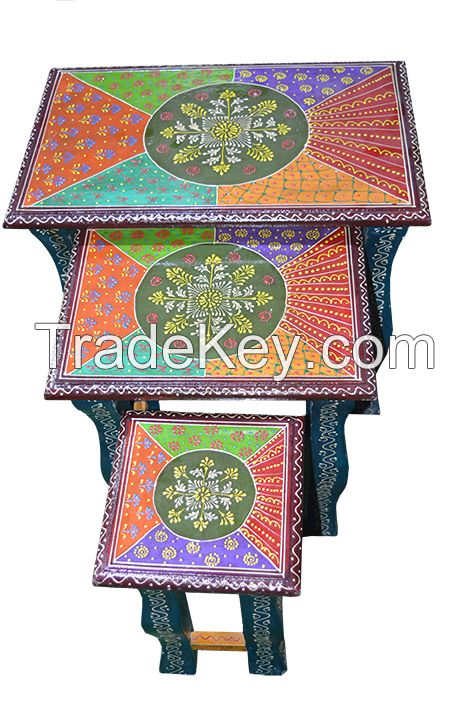 wooden painted nested stool s/3 cutting leg