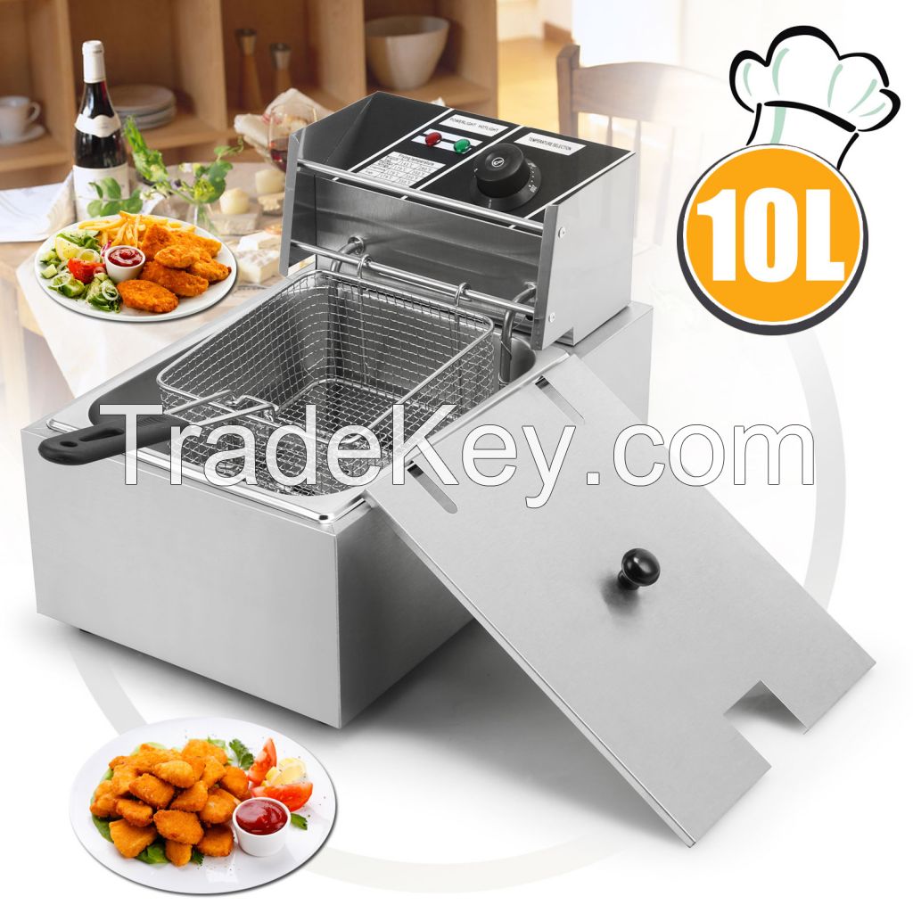 New 2500w 10l Electric Benchtop Deep Fryer Tank Basket Restaurant Commercial