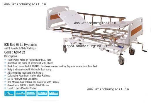 ICU Bed Hi-Lo Hydraulic (ABS Panels &amp; Side Railings)